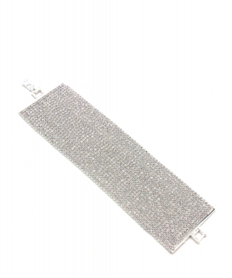 Wide Rhinestone Bracelet BL330011 Silver CL